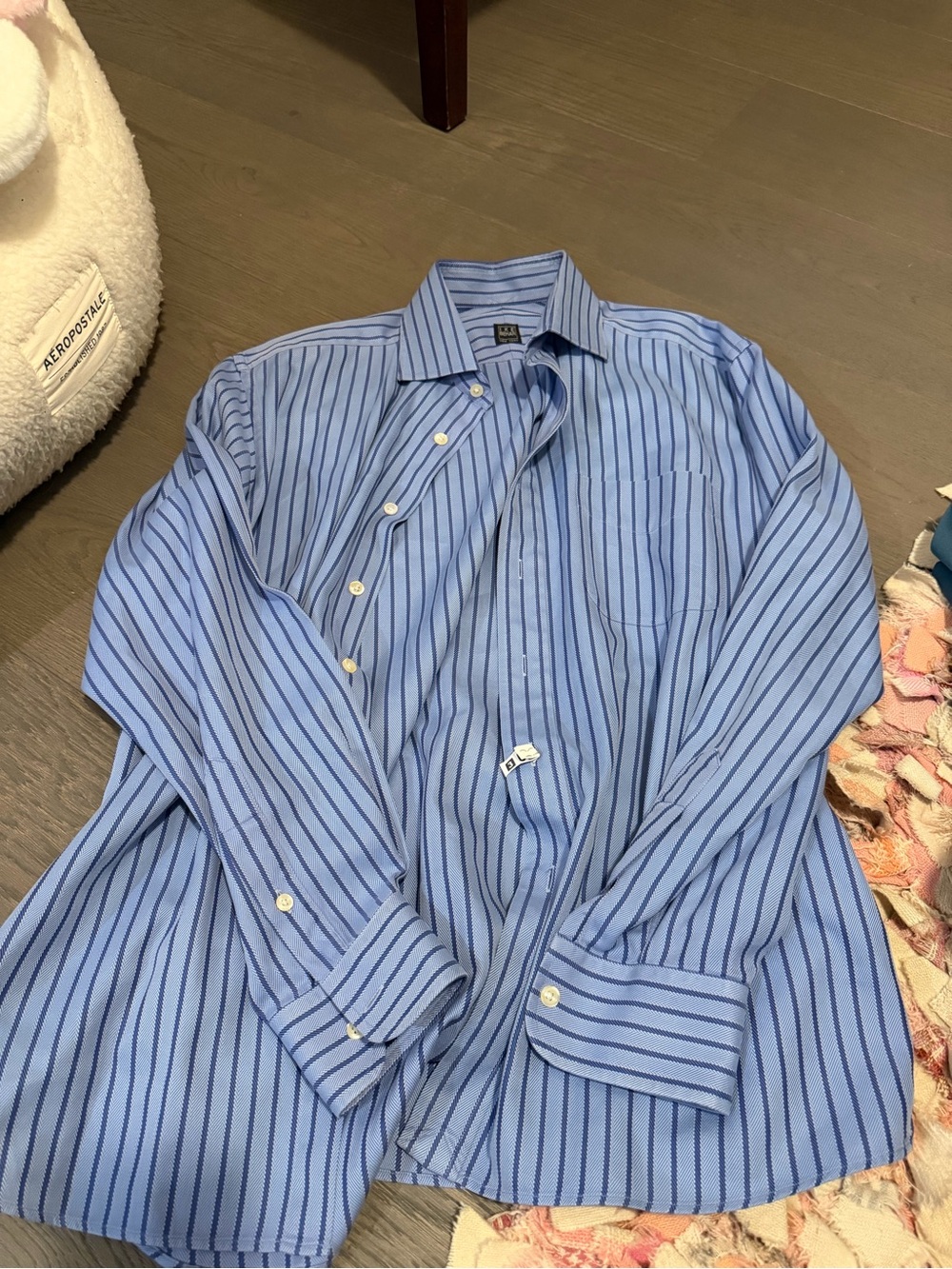 Ike Behar Light Blue & Navy Striped Men's Dress Shirt
